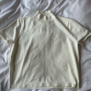 Calvin Klein Ivory Short Sleeve Turtleneck